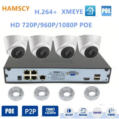 4/8 kanallı POE izleme paketi, 720/960/1080 HD kamera