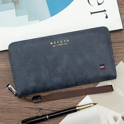 Men's Long Wallet with Multiple Card Slots, Large Capacity Clutch Purse - 9