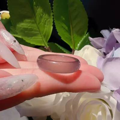 Akik yüzük, ince tasarım, yağlı yeşil/beyaz/pembe - 10