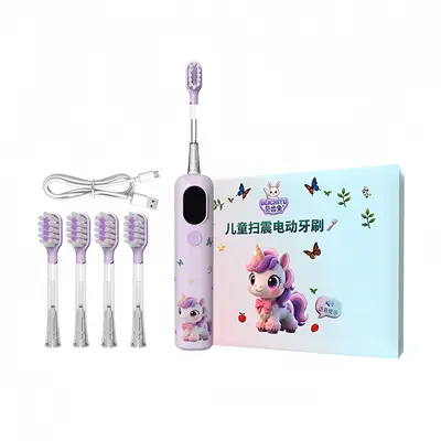 儿童电动牙刷智能语音提醒3-6-8-12岁批发扫振款跨境儿童牙刷电动