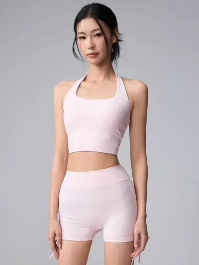 Yoga-Set mit Neckholder-Top im Knotendesign und hoher Taille - 6