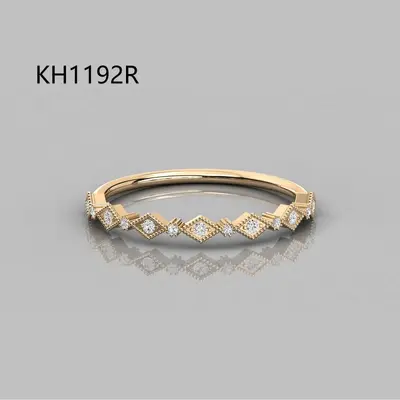 S925 Silver 18K Gold Plated Moissanite Stackable Ring - 12
