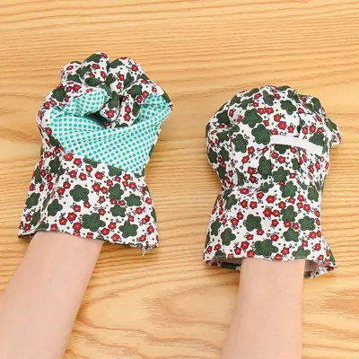 New garden gloves PVC dotted bead garden labor protection work gloves printed wide-mouth thickened protective anti-cut gloves