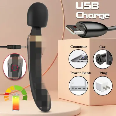 USB Rechargeable Dual-Motor Dual-Head Portable Massage Wand