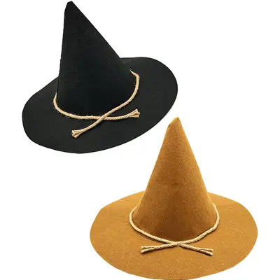 Halloween Pointed Witch Hat, Dark Brown Felt with String, Party Costume