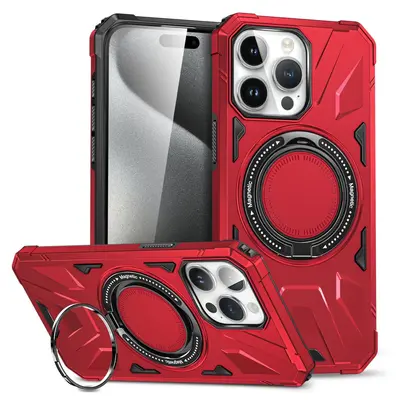 Phone case for iPhone 15 Pro Max, magnetic stand, PC+TPU - 9