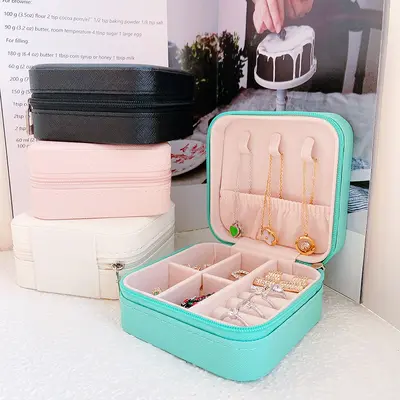 PU Earring Storage Box Necklace Jewelry Organizer Ring Earring Small Jewelry Box Portable Jewelry Storage Case