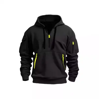 Sınır ötesi ihracat Avrupa boyutu ilkbahar ve sonbahar erkek sweatshirt kapüşonlu fermuarlı çok cepli kazak erkek spor günlük ceket - 8