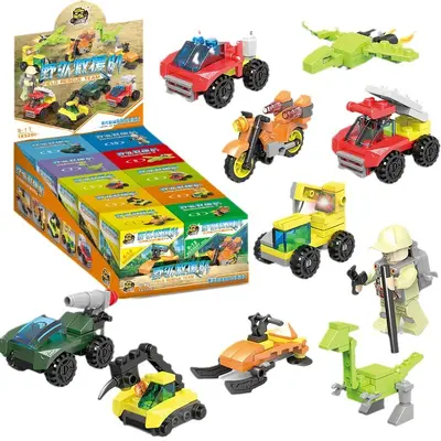 Children's Building Block Car Set, Fire Engine and Police Car - 6