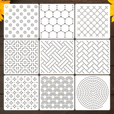 Reusable Geometric Sashiko Embroidery Stencil - 11