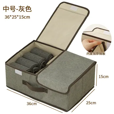 Underwear storage box, foldable, double lid - 9