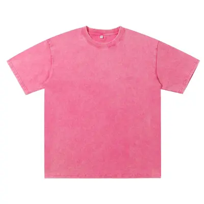 250g Pure Cotton Retro Washed Distressed Plus-Size Round Neck Men's T-Shirt - 10