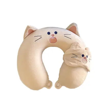 Kedi göz maskeli U şeklı boyun yastığı - 6