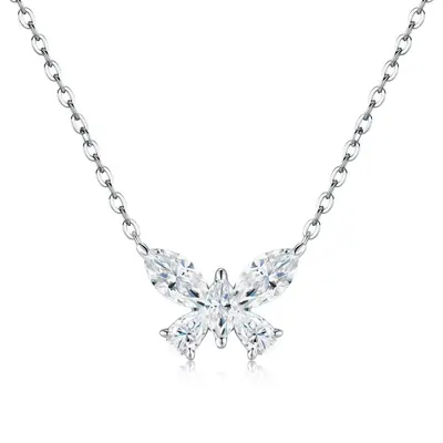 Cross-Border Fashion Personalized Butterfly Flower Collarbone Chain 925 Silver Live Streaming Best-Seller Fine Craftsmanship Light Luxury Premium Chinese Style Necklace