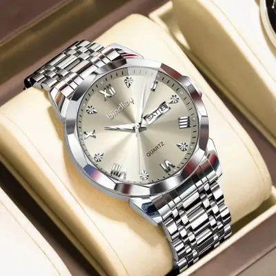 Men's watch, automatic mechanical, steel band, waterproof