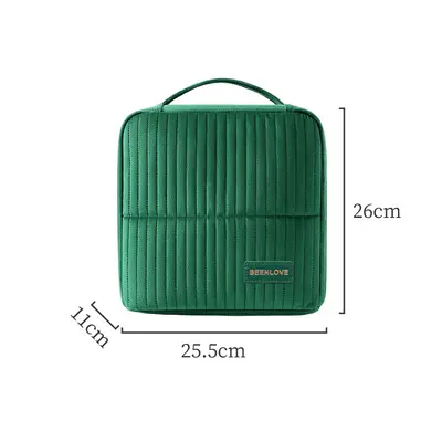 Upright cosmetic organizer bag, large capacity, compartments, travel - 8