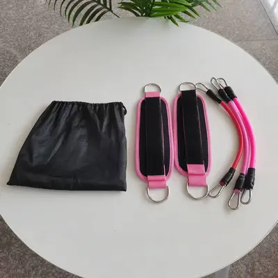 Resistance Band Exercise Set with Three Tubes, Door Anchor and Ankle Straps - 7