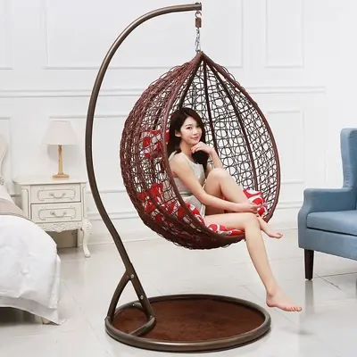Double Faux Rattan Hanging Chair for Indoor Use and Balcony - 8