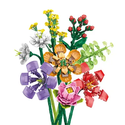Everlasting Rose, Jasmine and Daisy Bouquet Building Block Set - 5