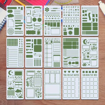 Bullet Journal Şablon Seti, 15 Adet, 4 x 7 inç