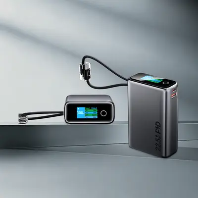 Powerbank 20000 mAh, 22,5 W, mit TFT-Farbdisplay und integriertem Dual-Schnellladekabel - 7
