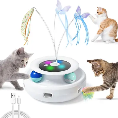 Electric Cat Toy, Automatic Turntable Teaser, Self-Play Interactive - 7