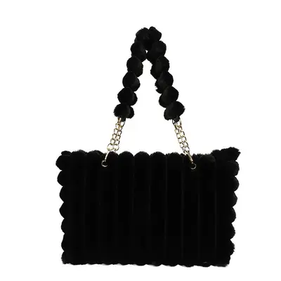 Women's Fluffy Plush Tote Bag, Underarm Style, Large - 6