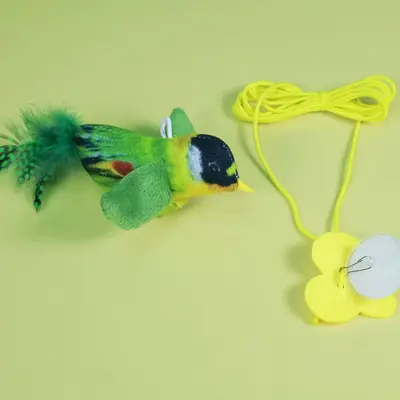 Hanging Feather Bird Cat Teaser, Bite-Resistant with Squeaker - 9