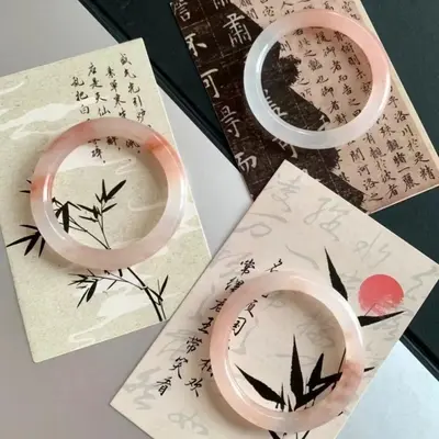 Jade-Armband dünn rund natürliches Eissort - 13
