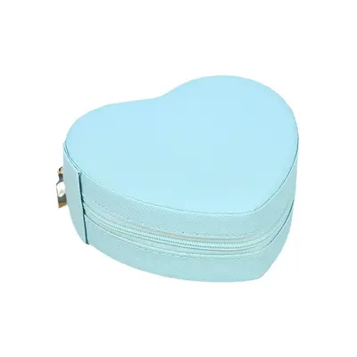 Heart-shaped products travel jewelry necklace earring ring green storage box zipper bag jewelry box storage box ready for sale