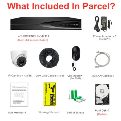 Acarte 4k CCTV POE HD Kamera Sistemi kiti iç mekan kubbe güvenlik kamerası