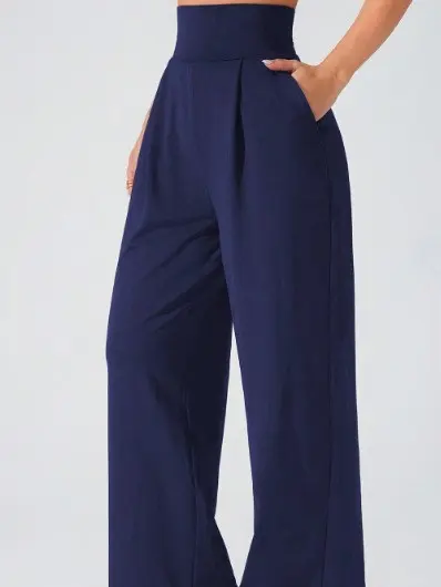 Yogahose mit fallendem Stoff, gerades Bein, hoher Bund, lang, Outdoor-Sport - 6