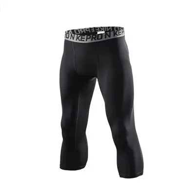 Men's High-Stretch Quick-Dry Compression Leggings for Basketball and Running, 7/8 Length - 9