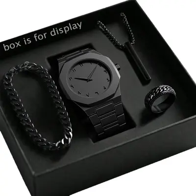Men's Premium Quartz Watch Set, Business and Sports Style
