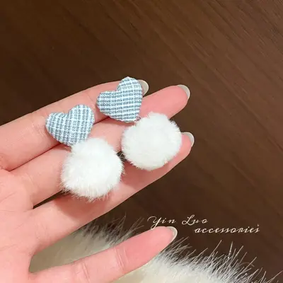 Fransız inci püskül kadife küpe - 8