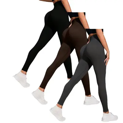 Gerippte nahtlose Yoga-Leggings mit hohem Bund - 6