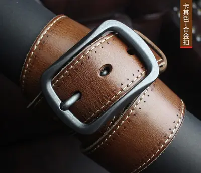 Herren-Vintage-Gürtel aus reinem Rindsleder, einlagig, schlicht, lässig, Nadelverschluss, echtes Ledergürtel, Jeansgürtel für Jugendliche und Studenten - 13