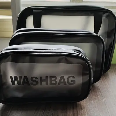Große transparente wasserdichte PVC-Make-up-Tasche - 7