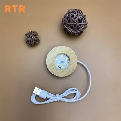LED-Lampenemitter DIY Steckerlampe Nachtlicht Kristallkugel Duftlampe Parfümzerstäuber Marktstandleuchte Flohmarktleuchte runde Leuchte Echtholz leuchtender Sockel - 7