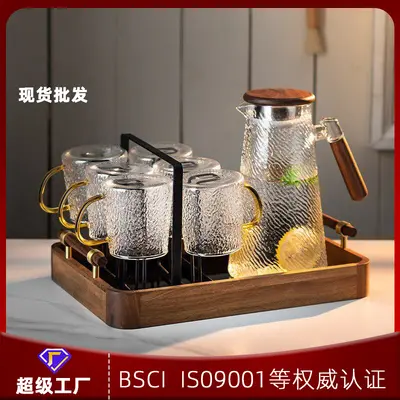 Heat-resistant glass water pitcher set, 5-piece teapot kit