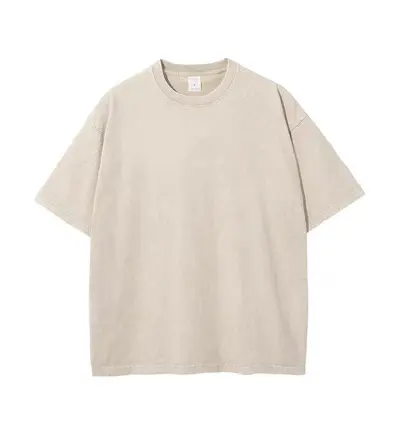 250g Pure Cotton Retro Washed Distressed Plus-Size Round Neck Men's T-Shirt - 11
