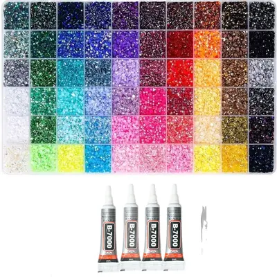 60-Color Resin Flatback Nail Rhinestone Set for DIY Nail Art