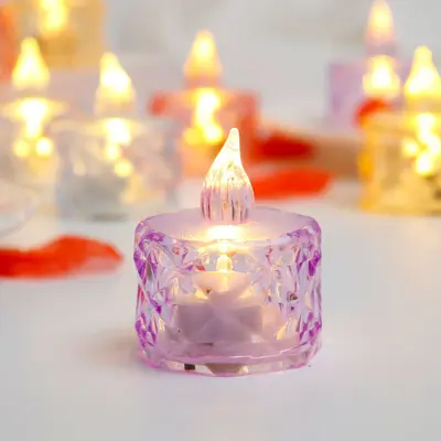 LED dijital mum ışığı gül çayı mumu şeffaf kristal gece lambası evlilik teklifi atmosfer ışığı LED dijital mum - 11