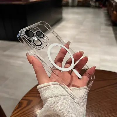 iPhone 17 Pro İçin Şeffaf Manyetik Telefon Kılıfı, Lens Koruyucu