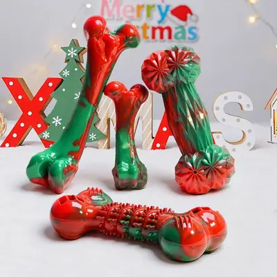 Christmas Colour Bone-Shaped Durable Dog Chew Teeth Cleaning Stick - 4