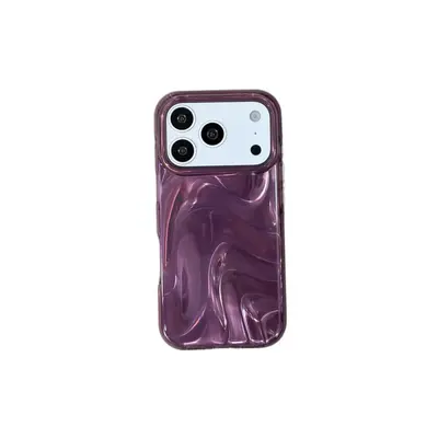 Çift katmanlı koyu mor saten desenli iPhone 16/15 kılıfı, darbe önleyici