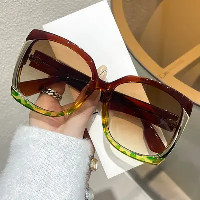 Large-Frame Sunglasses, Contrast Colour, Women's - 4