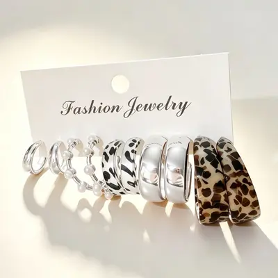C-shape geometric vintage earring set - 12