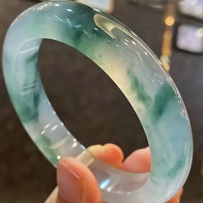 Green jade bracelet natural ice flower pattern - 2