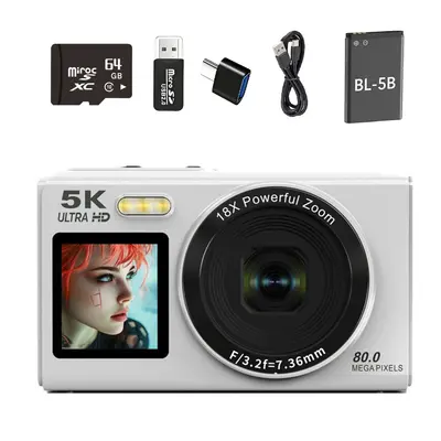 5K HD Digitalkamera, Dual-Display, WLAN, tragbare Vlog-Kamera - 13